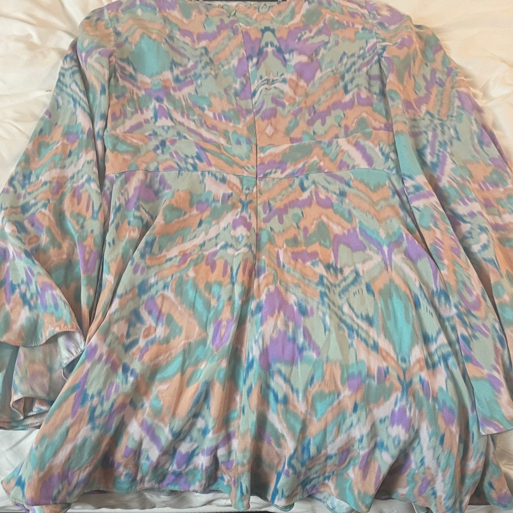 Guess by Marciano Pastel Patterned Silk Mini Dress - Picture 8 of 9